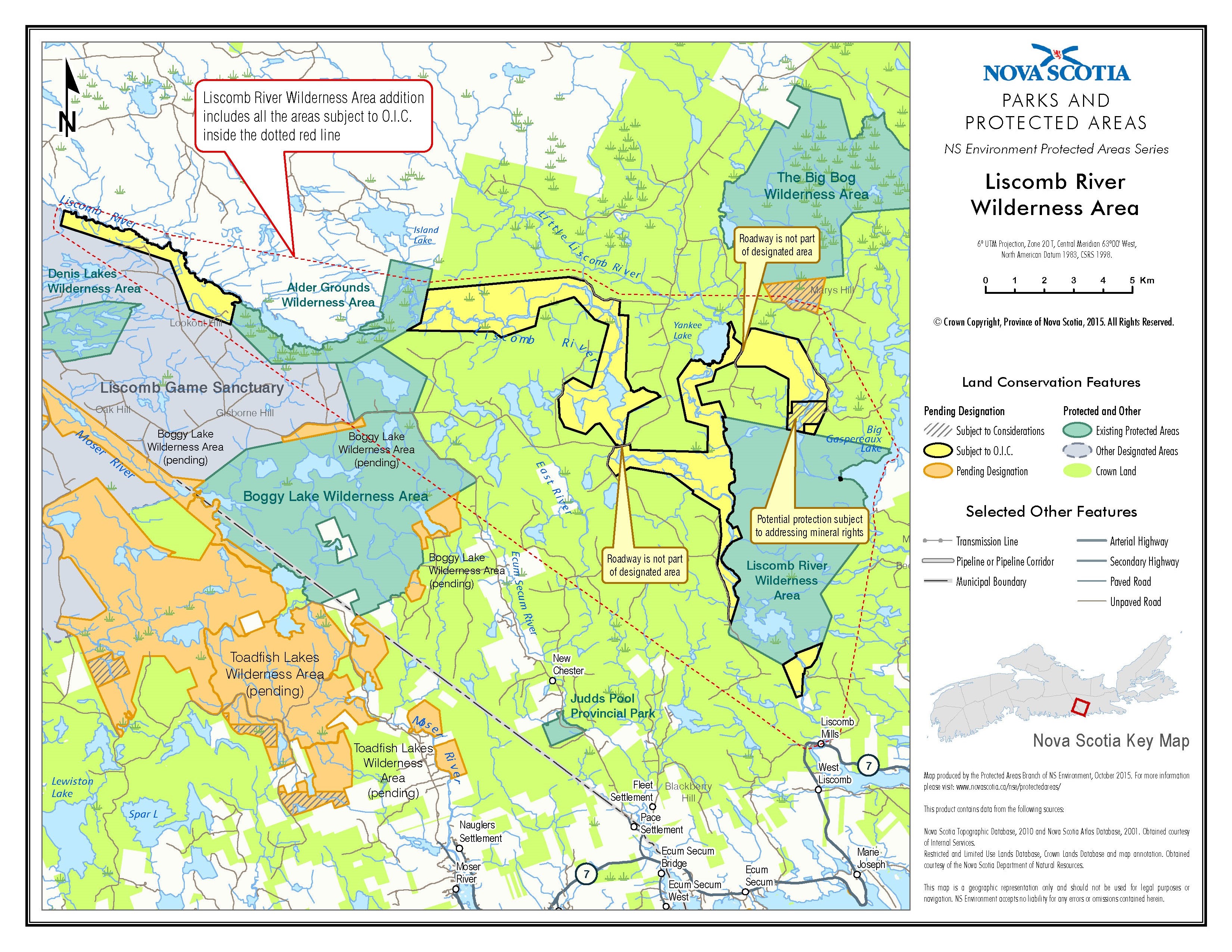 Graphic showing map of approximate boundaries of addition to Liscomb River Wilderness Area